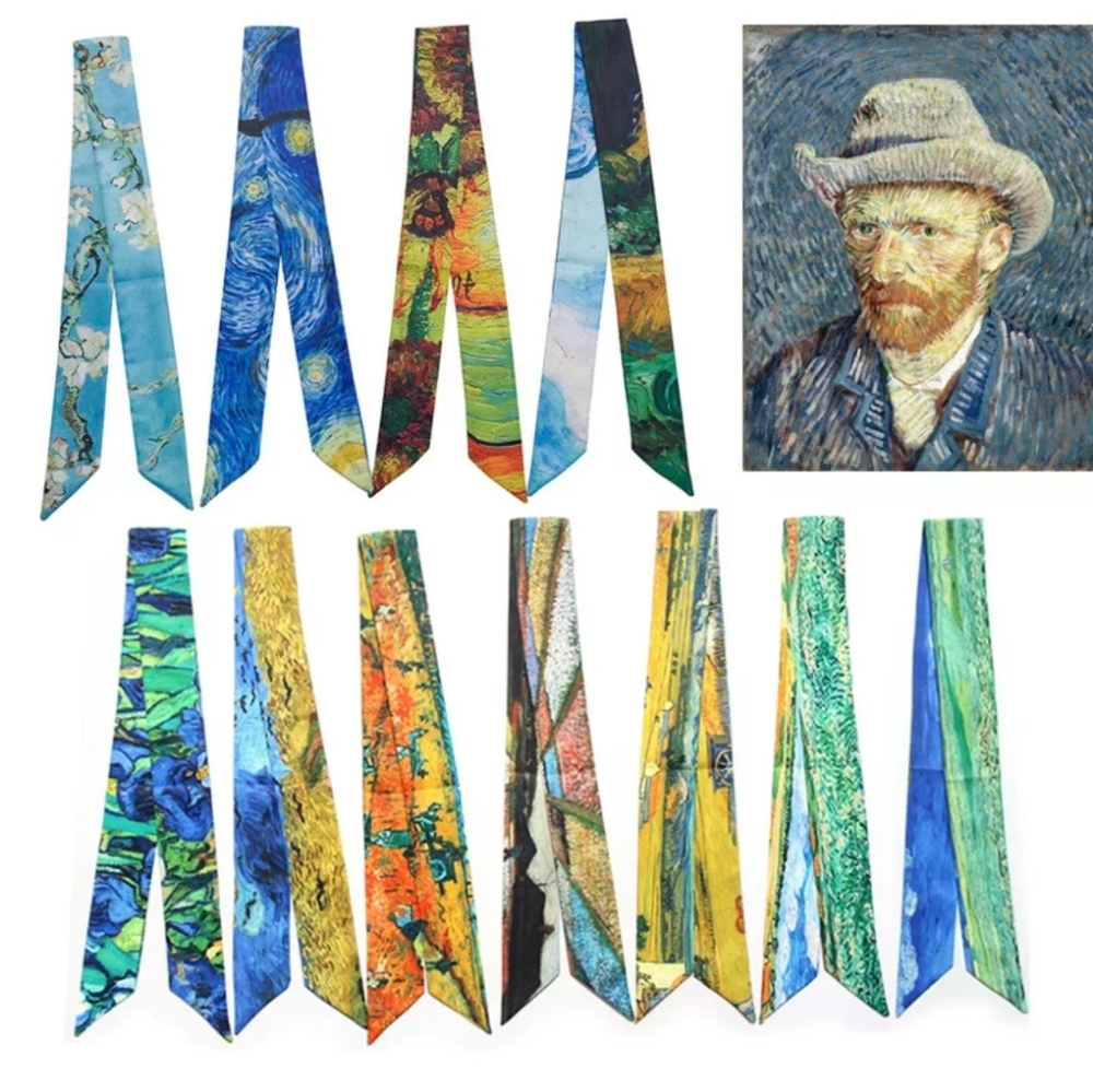 Silky Thin Twilly Scarf Bag Neck Head Accessory Vincent van Gogh